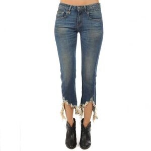 R13 boy straight jeans with frayed hem